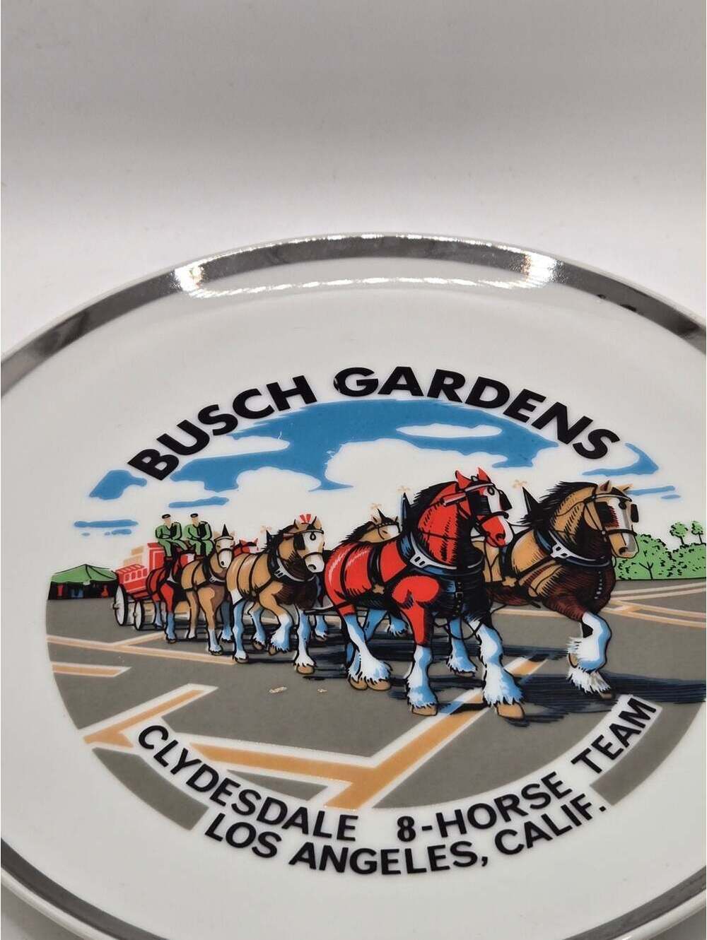 VTG Clydesdale 8 Horse Team Busch Gardens Los Angeles Plate